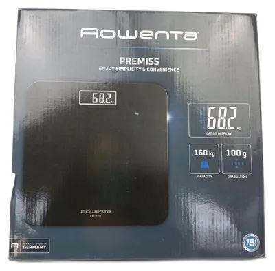 Produktbild von Rowenta Premiss BS1800V0, Elektronische Personenwaage, 160 kg, 100 g, Schwarz, kg, lb, ST, Quadratisch