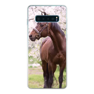 Produktbild von MuchoWow® Handyhülle Schutzhülle Hülle für Samsung Galaxy S10 Lite Pferd - Sakura - Halfter Silikon Softcase Handy Hülle - Schutz