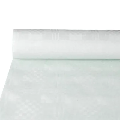 Produktbild von Papiertischtuch mit Damastprägung 10 m x 1 m weiss