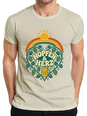 Produktbild von Hopfen & Herz Bierliebe Maßkrug Volksfest Trachtenshirt Lederhose Herren T-Shirt, Natur, 3XL