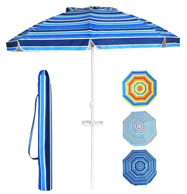 Zdjęcie produktu dla Parasol plażowy, regulowany pod kątem 30 stopni, średnica 220 cm, kolor: granatowy