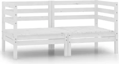 Produktbild von Garten-Ecksofas 2 Stk. Weiß Massivholz Kiefer