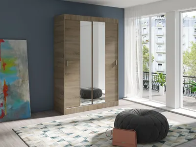 Produktbild von FurMeb24 Schiebetrenschrank MULTI 2 -130x200cm Kleiderschrank mit Spiegel, 2-trig Schiebeschrank - (TRFFEL)