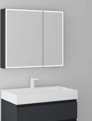 Produktbild von Mai & Mai Spiegelschrank Bad mit LED Beleuchtung Badezimmerschrank Hängeschrank Badezimmerspiegel BxTxH 80x15x70 cm Anthrazit matt Spiegelschrank-04