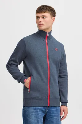 Image de Veste de jogging pour hommes SDBennTrack, modèle cardigan avec fermeture éclair, col montant, poches zippées, détails de la marque, mélange de coton, coupe classique