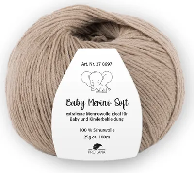 Produktbild von Pro Lana Baby Merino soft 25 g Wolle Extraweiche Schurwolle für Babys 100 m, Farbe:006 - beige