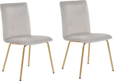 Produktbild von BELIANI Esszimmerstuhl 2er Set Grau Samtstoff Metallbeine in Gold Modern