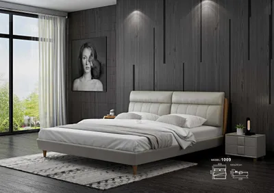 Produktbild von Bett Polster Design Luxus Doppel Betten Beige 180x200 Schlaf Zimmer Leder Hotel