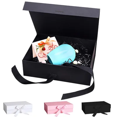 Productafbeelding van Geschenkdoos met deksel, magnetische cadeauverpakking 21 x 17 x 7 cm zwart