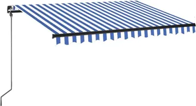 Produktbild von vidaXL Markise Manuell Einziehbar mit LED 350x250 cm Blau und Weiß