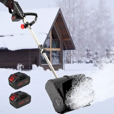 Produktbild von Kabellose tragbare elektrische Schneefräse, abnehmbares Schneeräumwerkzeug, zusätzliche Griffe, Handschuhe, Schutzbrille, 20-V-Schneepflug, 2Batterien