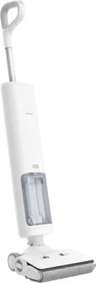 A white wet dry vacuum cleaner is shown against a white background.