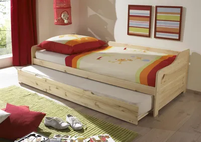 Produktbild von Funktionsbett Bett Einzelbett Kojenbett Tandemliege "Bonnie I" Kiefer Natur