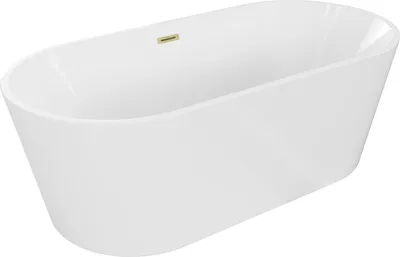Immagine prodotto di Mexen Luna vasca da bagno autoportante 150 x 75 cm, bianca, troppopieno oro spazzolato - 52031507500-55