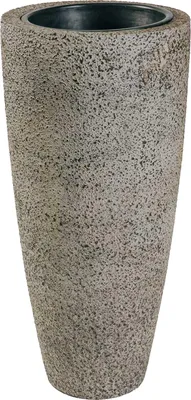Image de VIVANNO Bac à plantes en fibre de verre CITY rond, aspect pierre de plage - 37 x 80 cm