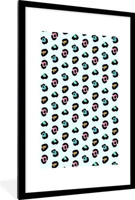 Produktbild von MuchoWow® MuchoWow® Gerahmtes Poster Farben - Pantherdruck - Muster 60x90 cm - Poster mit zchwarzem Bilderrahmen - Dekoration - Wandposter Wohnzimmer - Hochwertig