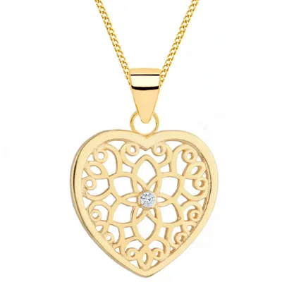 Elegante Goldkette mit filigranem Herz Design I Echtschmuck Damen 45cm