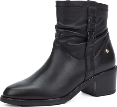 Produktbild von Pikolinos Damen Stiefelette Leder geraffter Schaft Blockabsatz Bacarot W2D-8891, Größe:38 EU, Farbe:Schwarz