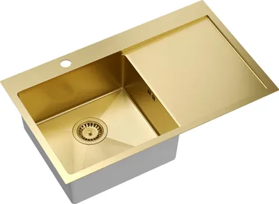 Produktbild von QUADRON Spülbecken 1-Becken Spüle | Größe: 78 x 48 x 20 cm | RUSSEL 111 | Küchenspüle Edelstahlspüle mit Siphon | Golden Pvd