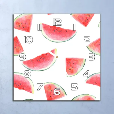 Produktbild von Deko Glasuhr Wanduhr 30x30 Wassermelone Quarz Küchenuhr Bürouhr