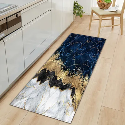 Produktbild von AIORBER Küchenteppich, Marmoroptik, rutschfester Teppich aus Polyester, wasserdicht, schalldämpfend,weich und bequem,Teppichläufer, für Flur und Küche