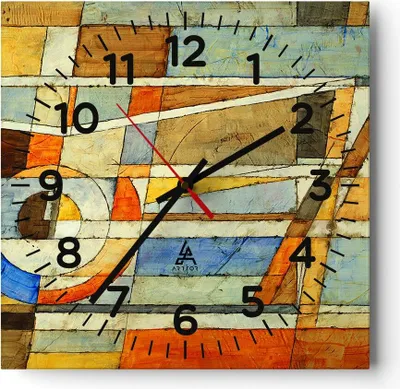 Produktbild von Wanduhr - Quadrat - Glasuhr - Abstraktion modern - 30x30cm - Schleichendes Uhrwerk - Lautlos - zum Aufhängen bereit - Dekoration Modern - Wanddekoration aus Glas - C4AC30x30-3611