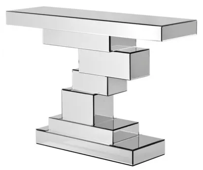 Immagine prodotto di Console specchiata "Casa Padrino" in stile Art Déco, con elementi decorativi a forma di mattoni, dimensioni: larghezza 118,5 cm, profondità 33,5 cm, altezza 80 cm