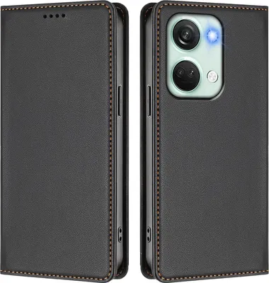 Obrázek produktu pro Kožené pouzdro pro OnePlus Nord 3, magnetické flipové pouzdro zPolyuretankůže se stojánkem Černá