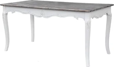 Productafbeelding van FURNLUX Eettafel Rimini, wit en bruin, 160 cm / Hoofdkleur: wit / Afmetingen: 160 x 78 x 80 cm