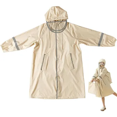 Produktbild von Ponchos, Regenponcho Kinder, wasserdichte Regenjacken mit Rucksackabdeckung, Outdoor Regenbekleidung Mit tragbarer Tasche Körpergröße 130–145cm