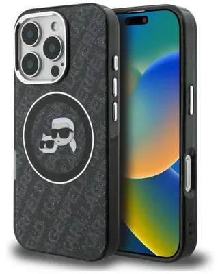 Zdjęcie produktu dla Etui Karl Lagerfeld IML Glitter Karl & Choupette Heads Logo MagSafe do iPhone 16 Pro czarny