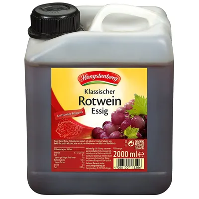 Immagine prodotto di Aceto di vino rosso Hengstenberg, potente sapore piccante 2000ml