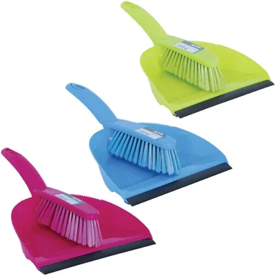 Produktbild von MSV 100083 Schaufel und Besen, Polypropylen/Gummi, Blau/Fuchsia/Grün