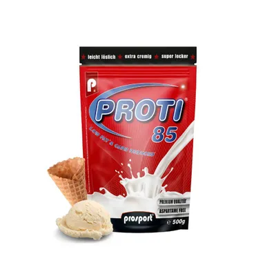 Produktbild von Prosport Proti® 85 – Ice-Cream 500g - Mehrkomponenten-Protein mit Whey, Casein & Eialbumin – 10 Vitamine, BCAAs & EAAs – Eiweißshake, extra cremig