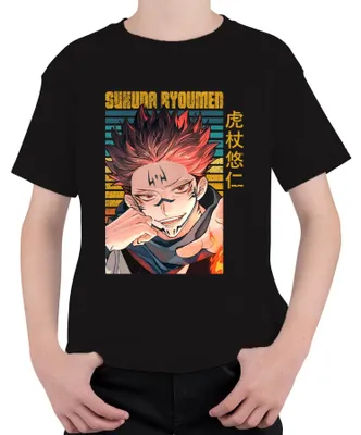 Productafbeelding van Sukuna Ryoumen Jujutsu Kaisen, duistere demon, fanartikel, uni kinder T-shirt, zwart, maat 104