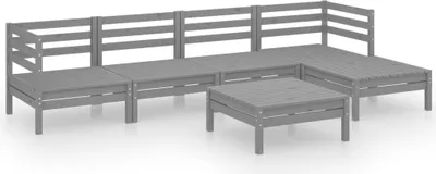 Produktbild von 6-tlg. Garten-Lounge-Set Massivholz Kiefer Grau