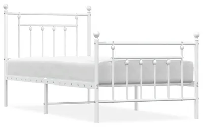 Image de vidaXL Cadre de lit avec tête et pied de lit en métal blanc 90x200 cm