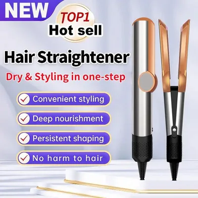 Immagine prodotto di Asciugacapelli e piastra 2 in 1, styler a doppia temperatura con ioni negativi per asciugare e lisciare rapidamente i capelli, ideale da viaggio, per uso domestico. Colore: grigio, tipo di spina: UE