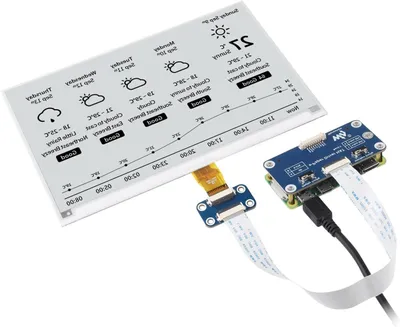 Productafbeelding van E-Paper HAT Display Module - E-Ink Scherm - Digitale Etiketten - Zonder Stroom Laatste Beeld - 800x480 Resolutie - Zwart Wit