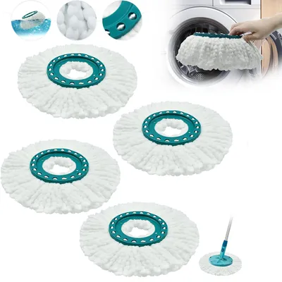 Produktbild von 4 Stück Mikrofaser Ersatzkopf für alle Leifheit Clean Twist Mop,Trocken Nass Doppelzweck Geeignet für Verschiedene Bodenreinigungen