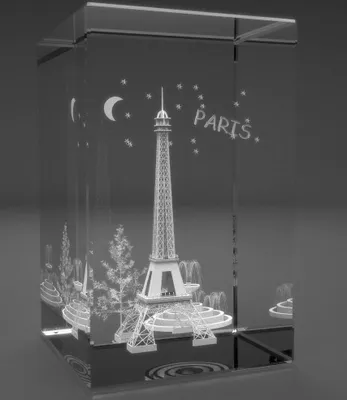 Produktbild von 3D Glasquader Motiv: Eiffelturm von Paris (Motiv 2)