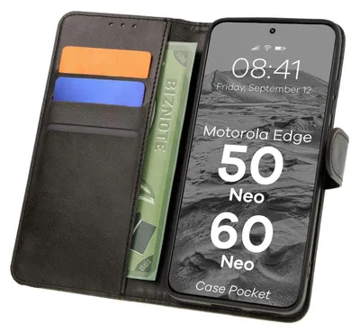 Produktbild von Bizon Case Pocket Flip Case für Motorola Edge 50 Neo, Schwarz