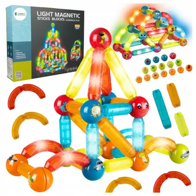 Zdjęcie produktu dla Świecąca Klocki Magnetyczne Konstrukcyjne 102el.