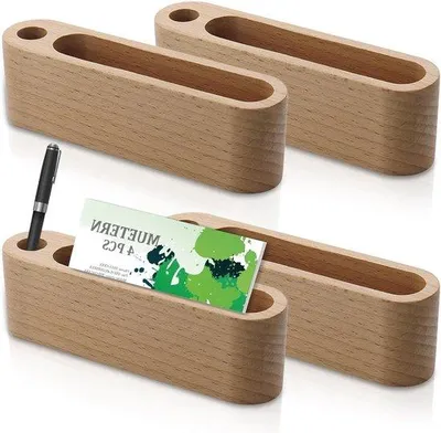 Produktbild von Famanu Visitenkartenhalter aus Holz - Kreativer Stifthalter für den Schreibtisch