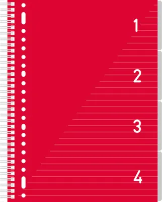 Obrázek produktu pro kangaro K-58380 kangaro vysokoškolský blok 4v1, DIN A4, 100 listů, linkovaný, červený