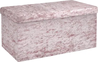 Zdjęcie produktu dla Intirilife Składana ławka 76x38x38 cm w aksamitnym kolorze różowym - siedzisko kostka ze schowkiem i pokrywą z aksamitnym pokryciem - siedzisko kostka podnóżek schowek skrzynia siedzisko stołek