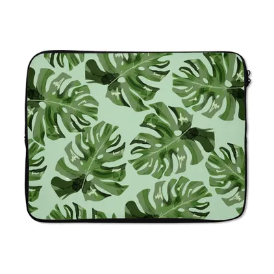 Produktbild von MuchoWow® Laptop Hülle 17 Zoll Laptoptasche Blätter - Tropisch - Pastell - Zipper - Schutzabdeckung