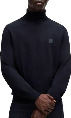 Produktbild von Boss Orange Rollkragenpullover dunkelblau Baumwolle Kaschmir normale Passform