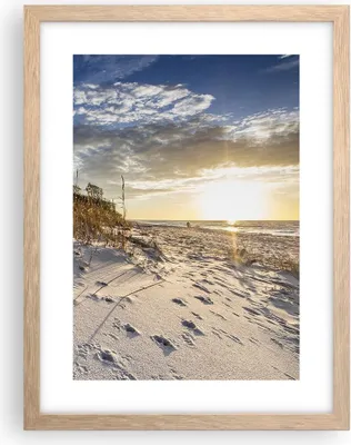 Produktbild von Gerahmtes Poster - Rahmen in heller Eiche - Sand Gras Meer - 30x40 cm - Wand Bild - Wanddeko - Wandbilder - Kunstposter - Wandposter - Bilderrahmen - Bilder - Kunstdruck - P2NPA30x40-4781