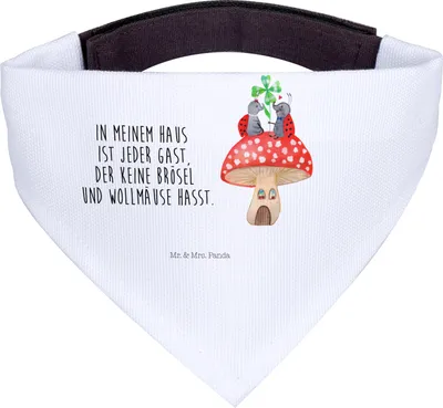 Produktbild von Mr. & Mrs. Panda Bandana Marienkäfer Fliegenpilz - Weiß - Geschenk, Haus, Hunde Hals Tuch, Lustige Sprüche, Wohnung, Halstuch Für, Zuhause, Hund, Fleigenpilzhaus